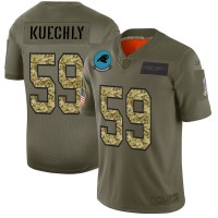 Carolina Carolina Panthers #59 Luke Kuechly Men's Nike 2019 Olive Camo Salute To Service Limited NFL Jersey