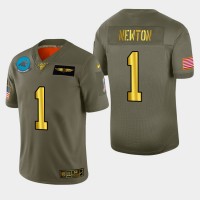 Carolina Carolina Panthers #1 Cam Newton Men's Nike Olive Gold 2019 Salute to Service Limited NFL 100 Jersey