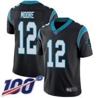 Nike Carolina Panthers #12 DJ Moore Black Team Color Men's Stitched NFL 100th Season Vapor Limited Jersey