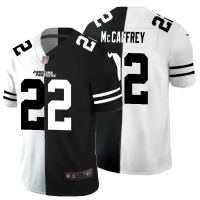 Carolina Carolina Panthers #22 Christian McCaffrey Men's Black V White Peace Split Nike Vapor Untouchable Limited NFL Jersey