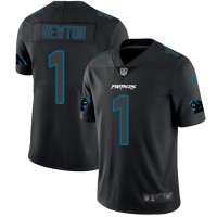 Nike Carolina Panthers #1 Cam Newton Black Men's Stitched NFL Limited Rush Impact Jersey