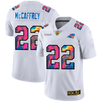Carolina Carolina Panthers #22 Christian McCaffrey Men's White Nike Multi-Color 2020 NFL Crucial Catch Limited NFL Jersey