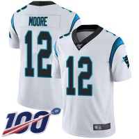 Nike Carolina Panthers #12 DJ Moore White Men's Stitched NFL 100th Season Vapor Limited Jersey