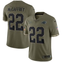 Carolina Carolina Panthers #22 Christian McCaffrey Nike Men's 2022 Salute To Service Limited Jersey - Olive