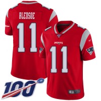 Nike New England Patriots #11 Drew Bledsoe Red Men's Stitched NFL Limited Inverted Legend 100th Season Jersey