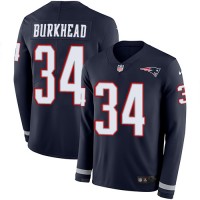 Nike New England Patriots #34 Rex Burkhead Navy Blue Team Color Men's Stitched NFL Limited Therma Long Sleeve Jersey