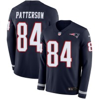 Nike New England Patriots #84 Cordarrelle Patterson Navy Blue Team Color Men's Stitched NFL Limited Therma Long Sleeve Jersey