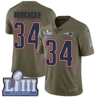 Nike New England Patriots #34 Rex Burkhead Olive Super Bowl LIII Bound Men's Stitched NFL Limited 2017 Salute To Service Jersey