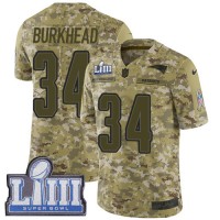 Nike New England Patriots #34 Rex Burkhead Camo Super Bowl LIII Bound Men's Stitched NFL Limited 2018 Salute To Service Jersey