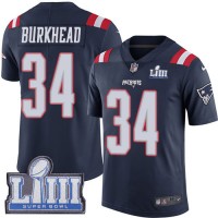 Nike New England Patriots #34 Rex Burkhead Navy Blue Super Bowl LIII Bound Men's Stitched NFL Limited Rush Jersey