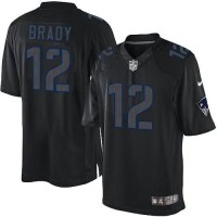 Nike New England Patriots #12 Tom Brady Black Men's Stitched NFL Impact Limited Jersey