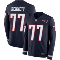 Nike New England Patriots #77 Michael Bennett Navy Blue Team Color Men's Stitched NFL Limited Therma Long Sleeve Jersey
