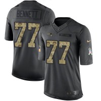 Nike New England Patriots #77 Michael Bennett Black Men's Stitched NFL Limited 2016 Salute To Service Jersey