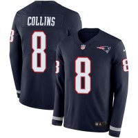 Nike New England Patriots #8 Jamie Collins Sr Navy Blue Team Color Men's Stitched NFL Limited Therma Long Sleeve Jersey