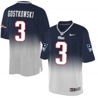 Nike New England Patriots #3 Stephen Gostkowski Navy Blue/Grey Men's Stitched NFL Elite Fadeaway Fashion Jersey