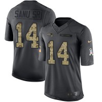 Nike New England Patriots #14 Mohamed Sanu Sr Black Men's Stitched NFL Limited 2016 Salute To Service Jersey