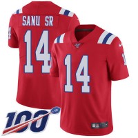 Nike New England Patriots #14 Mohamed Sanu Sr Red Alternate Men's Stitched NFL 100th Season Vapor Limited Jersey