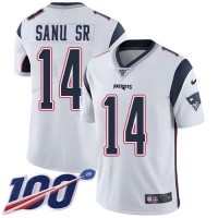 Nike New England Patriots #14 Mohamed Sanu Sr White Men's Stitched NFL 100th Season Vapor Limited Jersey