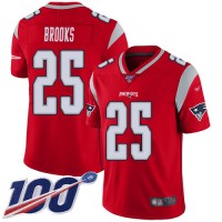 Nike New England Patriots #25 Terrence Brooks Red Men's Stitched NFL Limited Inverted Legend 100th Season Jersey