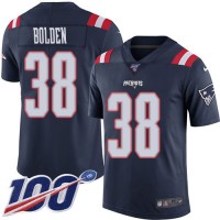 Nike New England Patriots #38 Brandon Bolden Navy Blue Men's Stitched NFL Limited Rush 100th Season Jersey