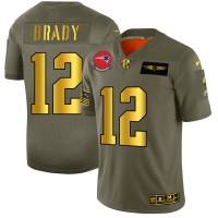 New England New England Patriots #12 Tom Brady NFL Men's Nike Olive Gold 2019 Salute to Service Limited Jersey