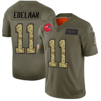 New England New England Patriots #11 Julian Edelman Men's Nike 2019 Olive Camo Salute To Service Limited NFL Jersey