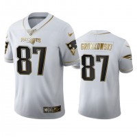 New England New England Patriots #87 Rob Gronkowski Men's Nike White Golden Edition Vapor Limited NFL 100 Jersey