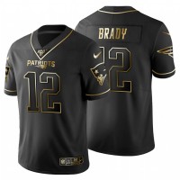 New England New England Patriots #12 Tom Brady Men's Nike Black Golden Limited NFL 100 Jersey