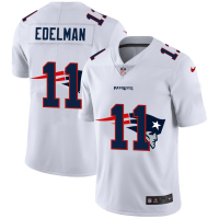 New England New England Patriots #11 Julian Edelman White Men's Nike Team Logo Dual Overlap Limited NFL Jersey