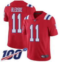 Nike New England Patriots #11 Drew Bledsoe Red Alternate Men's Stitched NFL 100th Season Vapor Limited Jersey