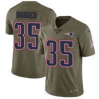 Nike New England Patriots #35 Kyle Dugger Olive Men's Stitched NFL Limited 2017 Salute To Service Jersey