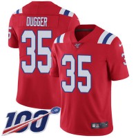 Nike New England Patriots #35 Kyle Dugger Red Alternate Men's Stitched NFL 100th Season Vapor Untouchable Limited Jersey