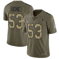 Nike New England Patriots #53 Josh Uche Olive/Camo Men's Stitched NFL Limited 2017 Salute To Service Jersey