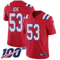 Nike New England Patriots #53 Josh Uche Red Alternate Men's Stitched NFL 100th Season Vapor Untouchable Limited Jersey