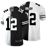 New England New England Patriots #12 Tom Brady Men's Black V White Peace Split Nike Vapor Untouchable Limited NFL Jersey