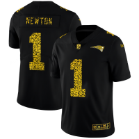 New England New England Patriots #1 Cam Newton Men's Nike Leopard Print Fashion Vapor Limited NFL Jersey Black