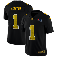 New England New England Patriots #1 Cam Newton Men's Black Nike Golden Sequin Vapor Limited NFL Jersey