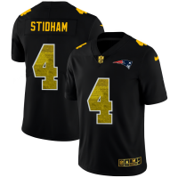 New England New England Patriots #4 Jarrett Stidham Men's Black Nike Golden Sequin Vapor Limited NFL Jersey