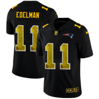 New England New England Patriots #11 Julian Edelman Men's Black Nike Golden Sequin Vapor Limited NFL Jersey