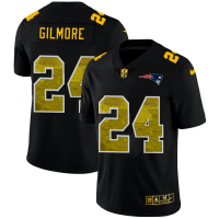 New England New England Patriots #24 Stephon Gilmore Men's Black Nike Golden Sequin Vapor Limited NFL Jersey
