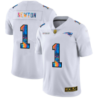 New England New England Patriots #1 Cam Newton Men's White Nike Multi-Color 2020 NFL Crucial Catch Limited NFL Jersey