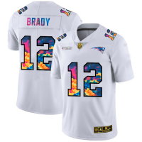 New England New England Patriots #12 Tom Brady Men's White Nike Multi-Color 2020 NFL Crucial Catch Limited NFL Jersey