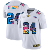 New England New England Patriots #24 Stephon Gilmore Men's White Nike Multi-Color 2020 NFL Crucial Catch Limited NFL Jersey