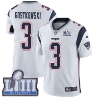 Nike New England Patriots #3 Stephen Gostkowski White Super Bowl LIII Bound Men's Stitched NFL Vapor Untouchable Limited Jersey