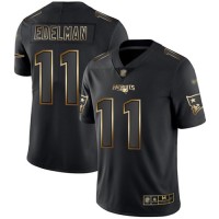 Nike New England Patriots #11 Julian Edelman Black/Gold Men's Stitched NFL Vapor Untouchable Limited Jersey