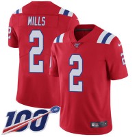 Nike New England Patriots #2 Jalen Mills Red Alternate Men's Stitched NFL 100th Season Vapor Limited Jersey