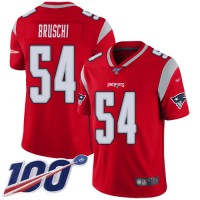 Nike New England Patriots #54 Tedy Bruschi Red Men's Stitched NFL Limited Inverted Legend 100th Season Jersey