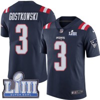Nike New England Patriots #3 Stephen Gostkowski Navy Blue Super Bowl LIII Bound Men's Stitched NFL Limited Rush Jersey