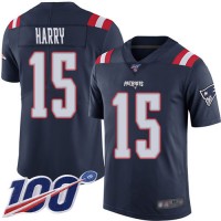 Nike New England Patriots #15 N'Keal Harry Navy Blue Men's Stitched NFL Limited Rush 100th Season Jersey