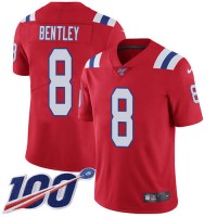 Nike New England Patriots #8 Ja'Whaun Bentley Red Alternate Men's Stitched NFL 100th Season Vapor Limited Jersey